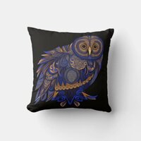 Lapis Paisley Owl Throw Pillow