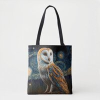 Starry Barn Owl Tote Bag