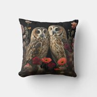 Short-eared Owls in love Throw Pillow