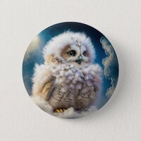 Fluffy Cloud Baby Owl Button