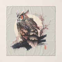 Japanese Samurai Owl Scarf