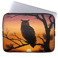 Owl Sunset Silhouette  Laptop Sleeve