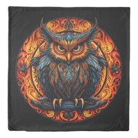 Fiery Mandala Owl #3 Duvet Cover