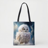 Fluffy Cloud Baby Owl Tote Bag