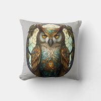 Stained Glass Owl 1 Throw Pillow