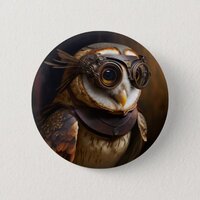 Steampunk Barn Owl Button