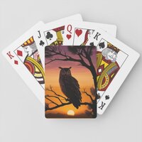 Owl Sunset Silhouette Playing Cards