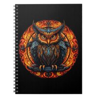 Fiery Mandala Owl #3 Notebook