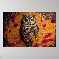 Flower Petal Owl #2 Poster