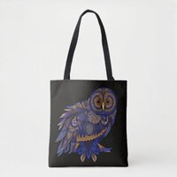 Lapis Paisley Owl Tote Bag