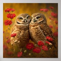 Burrowing Owls in Love Poster
