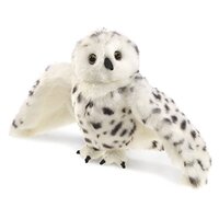 Folkmanis Snowy Owl Hand Puppet, Standard Packaging, White, Black