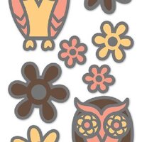 EK Success Glitter Dimensional Stickers - Owls & Flowers