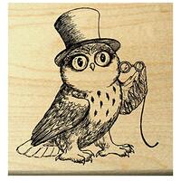 P27 Owl with Spectacles Rubber Stamp