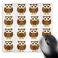 3dRose LLC 8 x 8 x 0.25 Inches Mouse Pad, Brown Owls Print (mp_6127_1)