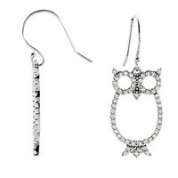 The Black Bow 1/2 cttw Diamond Owl Earrings in 14k White Gold