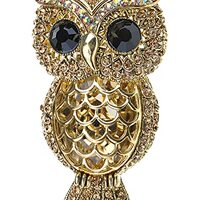Alilang Gold Toned Topaz Crystal Rhinestone Owl Greek Roman Mythical Bird Novelty Pin Brooch