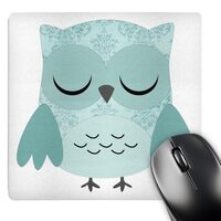 3dRose LLC 8 x 8 x 0.25 Inches Mouse Pad, Cute Blue Damask Owl (mp_61000_1)