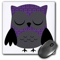 3dRose LLC 8 x 8 x 0.25 Inches Pretty Purple Damask Owl Mouse Pad (mp_61036_1)