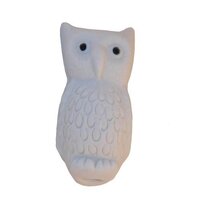 Ceramic Cord Pull Owl - Unglazed White