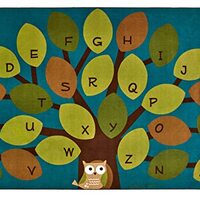 Carpets for Kids Premium Collection 20724 Owl-Phabet Tree Rug 4ft x 6ft Rectangle Teal Blue