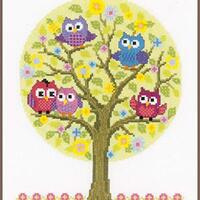 Vervaco Counted Cross Stitch Kit Little Owls Tree PN-0146618