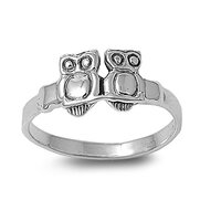 CloseoutWarehouse 925 Sterling Silver Twin Owl Visionary Ring Size 8