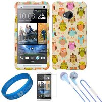 (Owl Design) Durable 2 Piece Snap On Crystal Hard Case Cover for HTC One M7 Android Smartphone and S