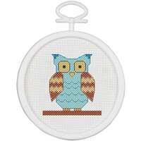 Janlynn Owl Mini Counted Cross Stitch Kit-2-1/2 Round