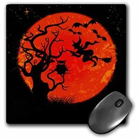3D Rose "Spooky Tree Under A Full Moon with Owl and Witch Halloween Vector Illustration Design&