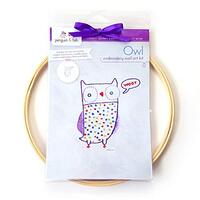 Penguin & Fish Owl Hand Embroidery DIY Craft Wall Art Kit, Beginner Learn to Embroider French Kn