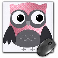 3dRose LLC 8 x 8 x 0.25 Inches Mouse Pad, Cute Pink and White Plaid Owl - (mp_167615_1)