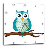 3dRose dpp_165564_1 Aqua Wise Owl-Wall Clock, 10 by 10-Inch