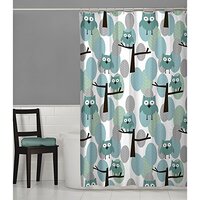 Maytex Owl Fabric Shower Curtain, 70X72, Blue