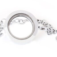 BG247 Floating Locket (Silver No Stone Dangling Charm Circle Bracelet)