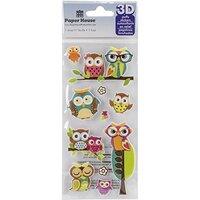 Paper House Productions STP-0017E Embossed Puffy Stickers, Owls (3-Pack)