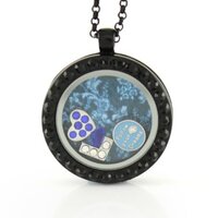 BG247 Floating Adjustable Locket Necklace with Choice of 6 Charms and Matching Chain (Gunmetal Circl