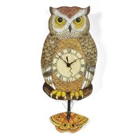 Laughing Moon Owl Pendulum Wall Clock, Handmade in The USA