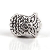RUBYCA 30pcs Tibetan Silver Tone Spacer Beads Fit European Charms Bracelet Gorgeous Owl Design