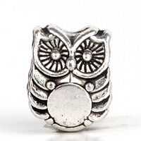 RUBYCA 50pcs Tibetan Silver Tone Spacer Beads Fit European Charms Bracelet Wonderful Owl Design