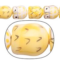 Porcelain Beads Night Watch owl Yellow and White 14x16mm 12pcs/String