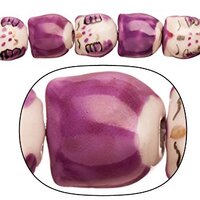 Porcelain Beads Sleepy owl Purple and White 15x16mm 13pcs/String