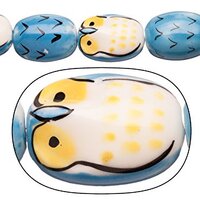 Porcelain Beads owl Blue and White 17x21mm 9pcs/String