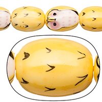 Porcelain Beads owl Yellow and White 17x21mm 9pcs/String