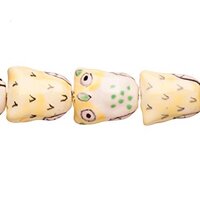 Porcelain Beads owl Yellow and White 17.5x21mm 10pcs/String