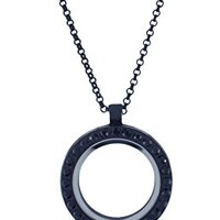 BG247 Floating Locket (Gunmetal Black Stone Circle)
