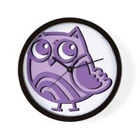 CafePress Purple Owl 10" Wall Clock for Livingroom, Kitchen, or Office
