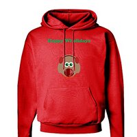 TOOLOUD Happy Wholidays Winter Owl With Earmuffs Dark Hoodie Sweatshirt Red - 3XL