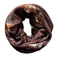 Lina & Lily Owl Heart Print Women's Infinity Scarf Lightweight (Dark Brown)