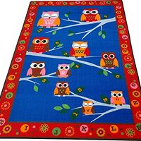 KidCarpet.com Hoot Children's, 4' x 6', Multicolored Classroom Rug with Owls (FE725-2